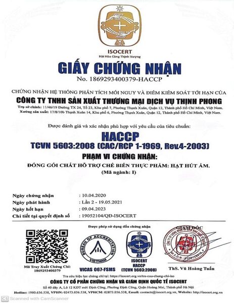 Chứng nhận HACCP