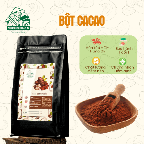 Bột cacao nguyên chất Daklak 450gr - Nông Sản Sạch Daklak - Công Ty TNHH Nông Sản Sạch Daklak