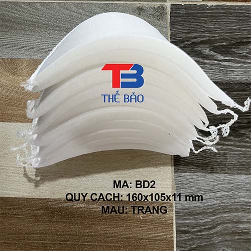 Đệm vai bọc lưới trắng 160x105x11mm - Mút Đệm áo Thế Bảo - Công Ty TNHH Mousse Định Hình Thế Bảo