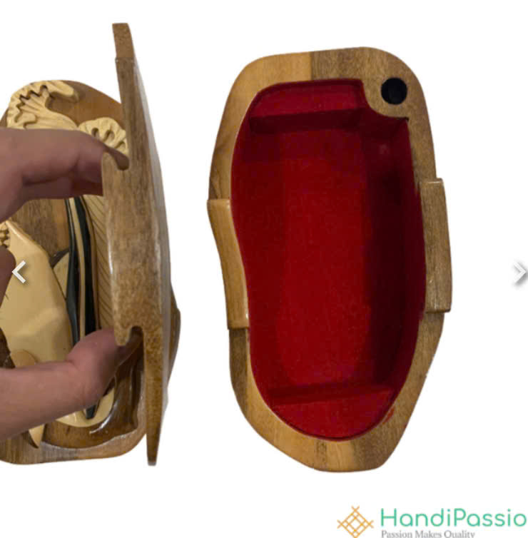 Hộp đựng trang sức bí mật hình thú bằng gỗ thủ công