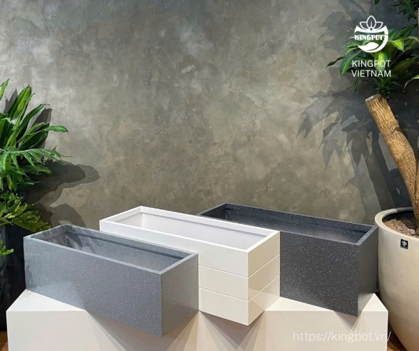 Chậu Composite kẻ chỉ trắng