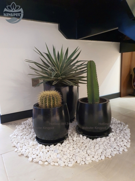 Chậu composite tròn đen - Công Ty Cổ Phần Kingpot Việt Nam