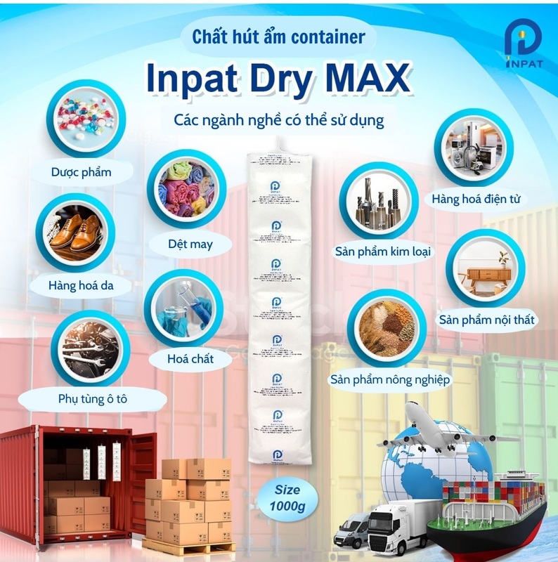 Chất hút ẩm container inpat drymax - Hạt Chống ẩm Inpat - Công Ty TNHH Inpat (VietNam)