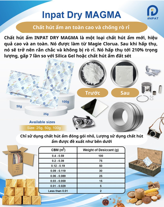 Gói hút ẩm cao cấp Inpat dry magma - Hạt Chống ẩm Inpat - Công Ty TNHH Inpat (VietNam)