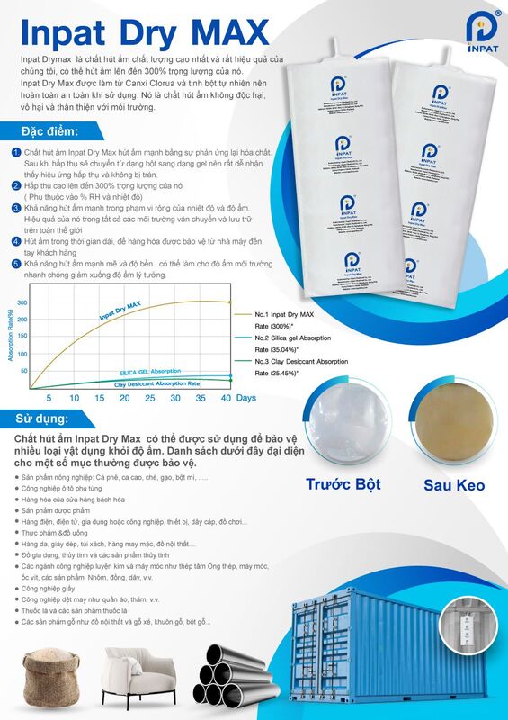 Gói hút ẩm công nghiệp Inpat drymax - Hạt Chống ẩm Inpat - Công Ty TNHH Inpat (VietNam)