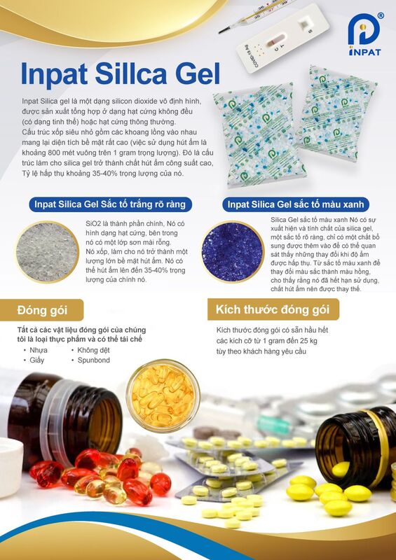 Gói hút ẩm hạt Silica gel - Hạt Chống ẩm Inpat - Công Ty TNHH Inpat (VietNam)