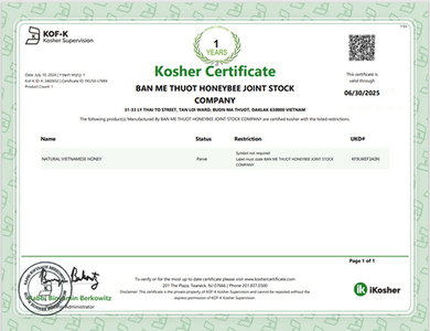 Giấy chứng nhận sản phẩm phù hợp với luật ăn kiêng của người Do Thái