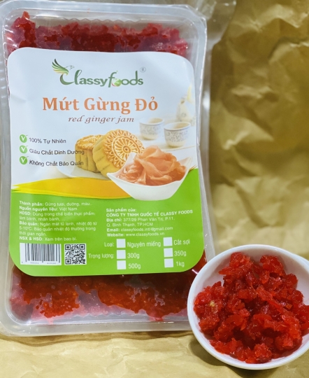 Mứt gừng cắt sợi 500gr - Nguyên Liệu Bánh Kẹo Classy Foods - Công Ty TNHH Quốc Tế Classy Foods