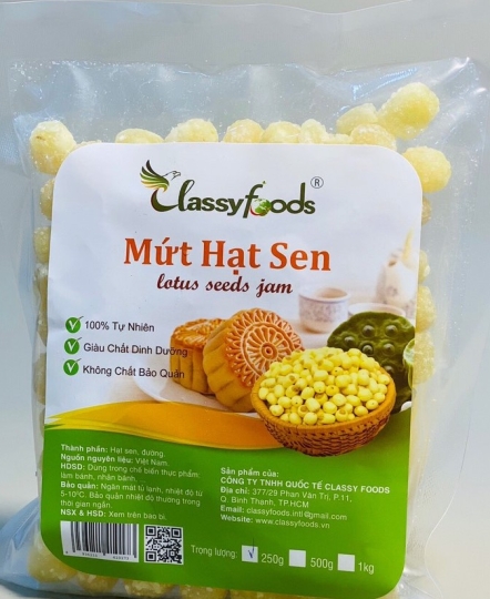 Mứt hạt sen 500gr - Nguyên Liệu Bánh Kẹo Classy Foods - Công Ty TNHH Quốc Tế Classy Foods