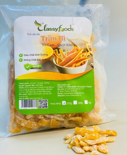 Mứt trần bì vỏ cam 1kg - Nguyên Liệu Bánh Kẹo Classy Foods - Công Ty TNHH Quốc Tế Classy Foods