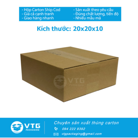 Hộp carton 20x20x10 - Bao Bì Carton VTG - Công Ty TNHH Đầu Tư Và Xây Dựng VTG