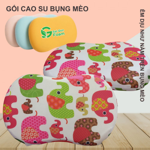 Gối cao su bụng mèo in họa tiết - Gối Cao Su Non Kiến Vinh - Công Ty TNHH Một Thành Viên Thương Mại Kiến Vinh