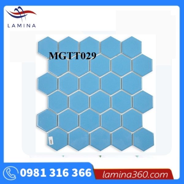 Gạch gốm sứ lục giác men bóng màu xanh - Thiết Bị Và Dịch Vụ Lắp Đặt Hồ Bơi LAMINA - Công Ty TNHH Xây Dựng Và Thương Mại Lamina