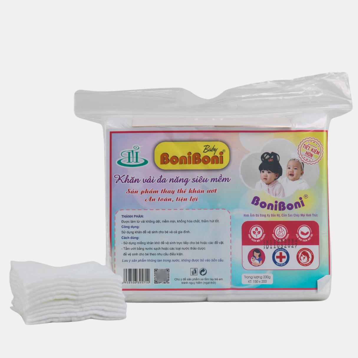 Khăn khô đa năng 200g - Khăn Ướt Boniboni - Xưởng Sản Xuất Huyền Trang