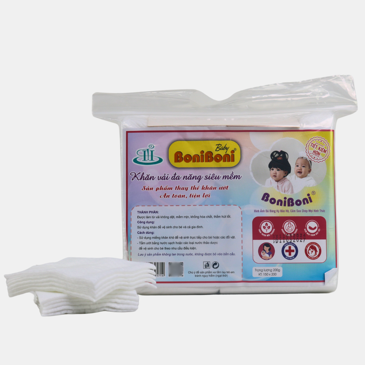 Khăn khô đa năng 200g - Khăn Ướt Boniboni - Xưởng Sản Xuất Huyền Trang