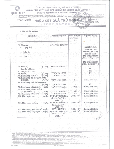Giấy công bố sản phẩm cà phê rang say