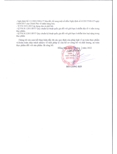 Giấy công bố sản phẩm cà phê rang say