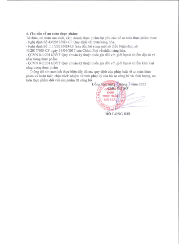 Giấy công bố sản phẩm hạt bí rang sạch
