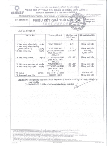 Giấy công bố sản phẩm hạt điều vỏ lụa rang muối