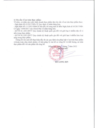 Giấy công bố sản phẩm hạt dưa rang sạch