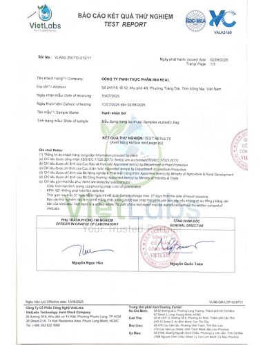 Giấy kiểm nghiệm hạnh nhân bơ