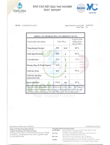 Giấy kiểm nghiệm hạnh nhân bơ
