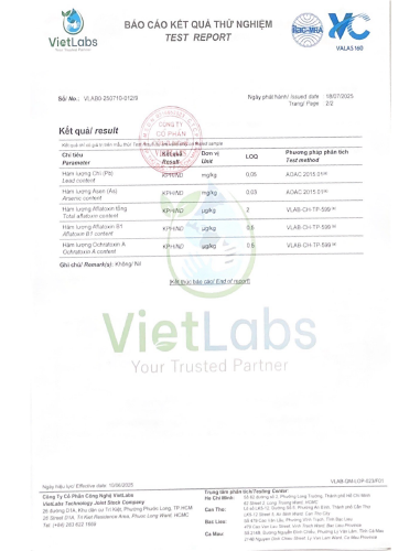 Giấy kiểm nghiệm hạt dẻ cười