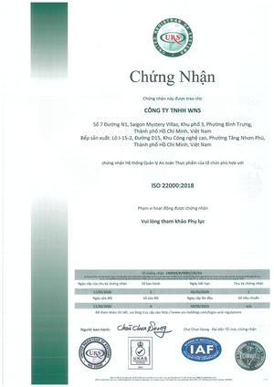 Giấy chứng nhận ISO 22000:2018