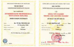 Bằng tốt nghiệp Trung Cấp Chuyên Nghiệp - Suất ăn Công Nghiệp Phú Mỹ Gold - Công Ty CP Dịch Vụ Và Thương Mại Phú Mỹ Gold