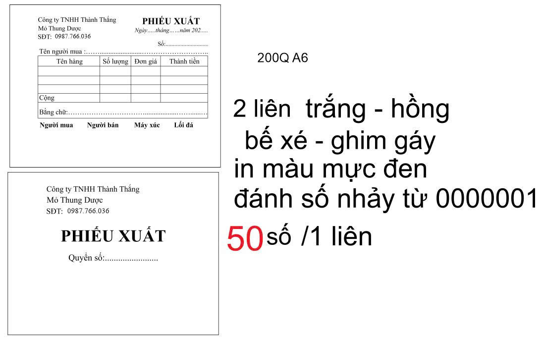 In phiếu xuất nhập kho - In ấn LIHO - Công Ty TNHH Thương Mại LIHO