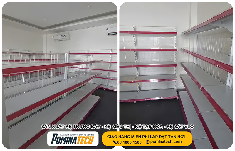 Lắp đặt cửa hàng tạp hóa tại Bình Thuận - Kệ Siêu Thị Pominatech - Công Ty TNHH Pominatech Việt Nam