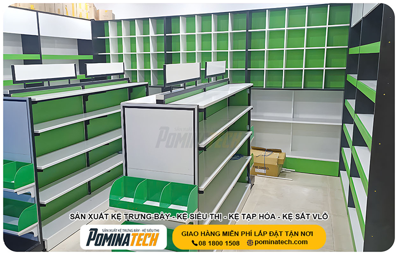 Lắp đặt cửa hàng mỹ phẩm tại Quận 8 - Kệ Siêu Thị Pominatech - Công Ty TNHH Pominatech Việt Nam
