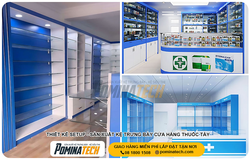 Kệ trưng bày thuốc Tây - Kệ Siêu Thị Pominatech - Công Ty TNHH Pominatech Việt Nam