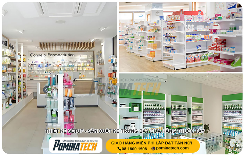 Kệ trưng bày thuốc Tây - Kệ Siêu Thị Pominatech - Công Ty TNHH Pominatech Việt Nam