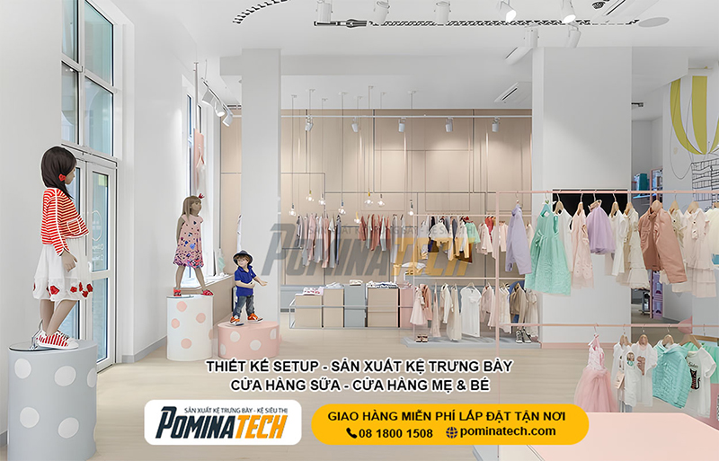 Kệ trưng bày cửa hàng Mẹ và Bé - Kệ Siêu Thị Pominatech - Công Ty TNHH Pominatech Việt Nam