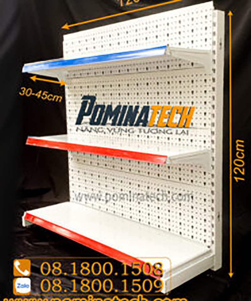 Kệ đơn tôn đục lỗ 3 tầng - Kệ Siêu Thị Pominatech - Công Ty TNHH Pominatech Việt Nam