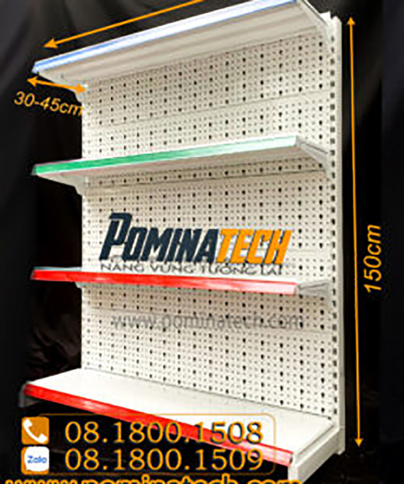 Kệ đơn tôn đục lỗ 4 tầng - Kệ Siêu Thị Pominatech - Công Ty TNHH Pominatech Việt Nam