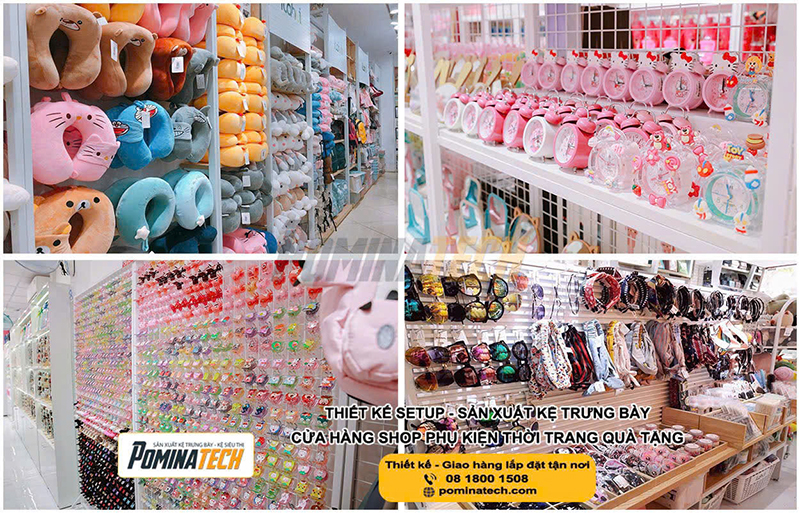 Kệ trưng bày cửa hàng phụ kiện thời trang - Kệ Siêu Thị Pominatech - Công Ty TNHH Pominatech Việt Nam