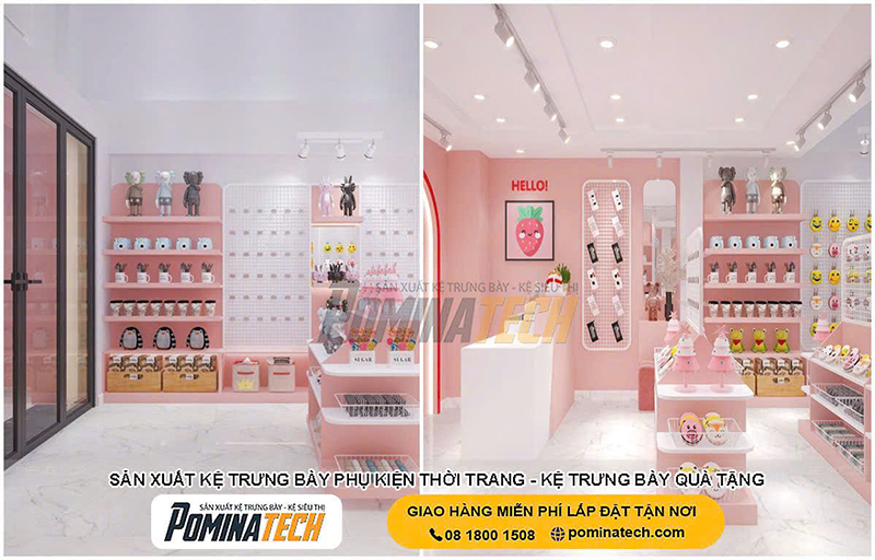 Kệ trưng bày cửa hàng phụ kiện thời trang - Kệ Siêu Thị Pominatech - Công Ty TNHH Pominatech Việt Nam