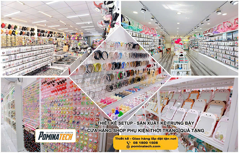 Kệ trưng bày cửa hàng phụ kiện thời trang - Kệ Siêu Thị Pominatech - Công Ty TNHH Pominatech Việt Nam