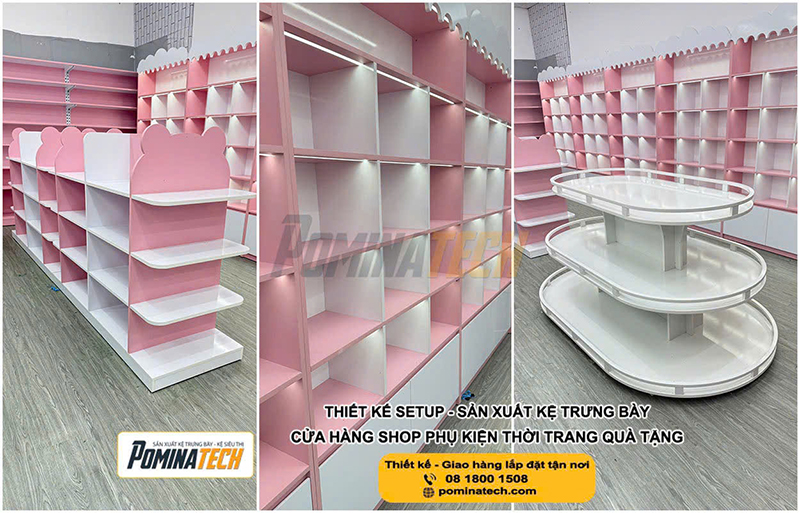 Kệ trưng bày cửa hàng phụ kiện thời trang - Kệ Siêu Thị Pominatech - Công Ty TNHH Pominatech Việt Nam