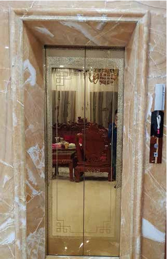 Mẫu cửa tầng inox gương vàng HS-16C
