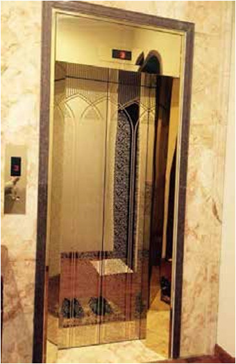 Mẫu cửa tầng inox gương vàng HS-5B