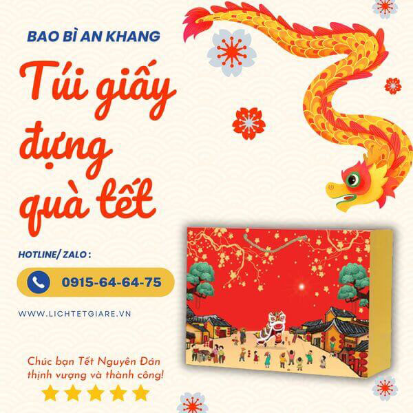 In túi giấy đựng quà tết - Lịch Tết An Khang - Công Ty Trách Nghiệm Hữu Hạn Thương Mại Dịch Vụ Phát Triển An Khang
