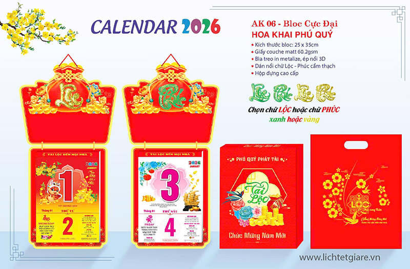Lịch in theo yêu cầu - Lịch Tết An Khang - Công Ty Trách Nghiệm Hữu Hạn Thương Mại Dịch Vụ Phát Triển An Khang