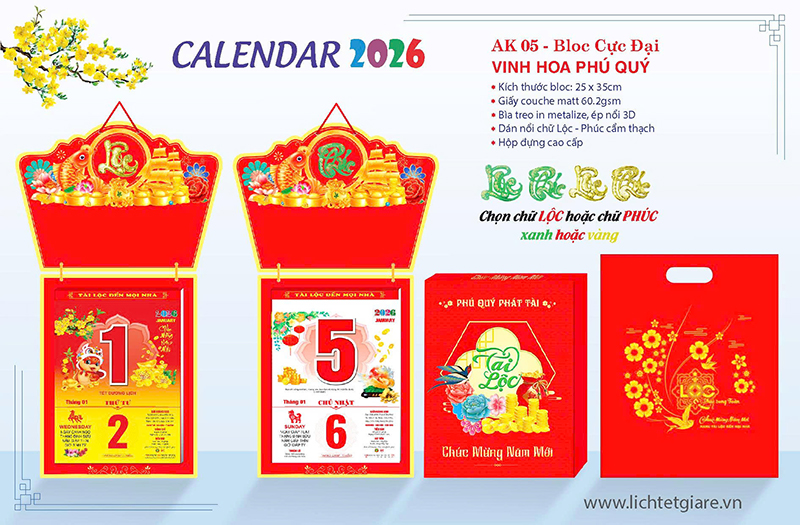 Lịch in theo yêu cầu - Lịch Tết An Khang - Công Ty Trách Nghiệm Hữu Hạn Thương Mại Dịch Vụ Phát Triển An Khang