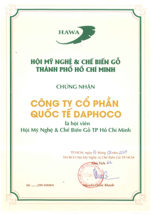 Giấy chứng nhận hội viên HAWA