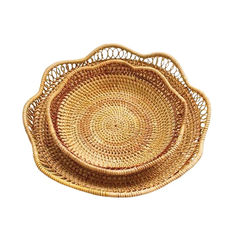 Khay mây viền gợn sóng