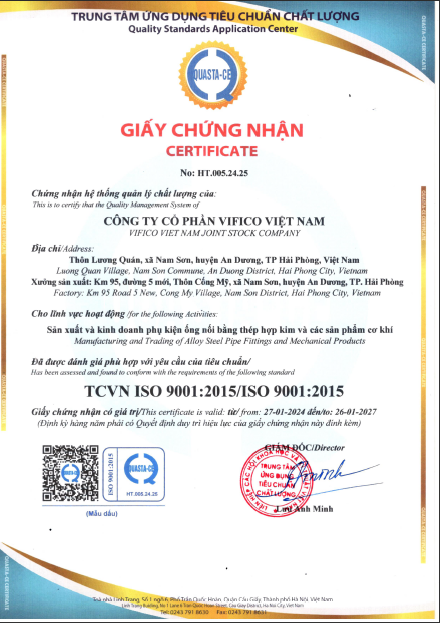ISO 9001:2015 - Công Ty Cổ Phần Vifico Việt Nam