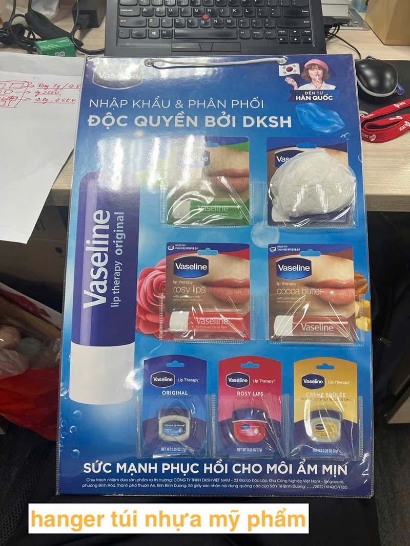 Hanger túi nhựa mỹ phẩm - POSM Minh Châu - Công Ty TNHH Thương Mại Tổng Hợp Xuất Nhập Khẩu Minh Châu